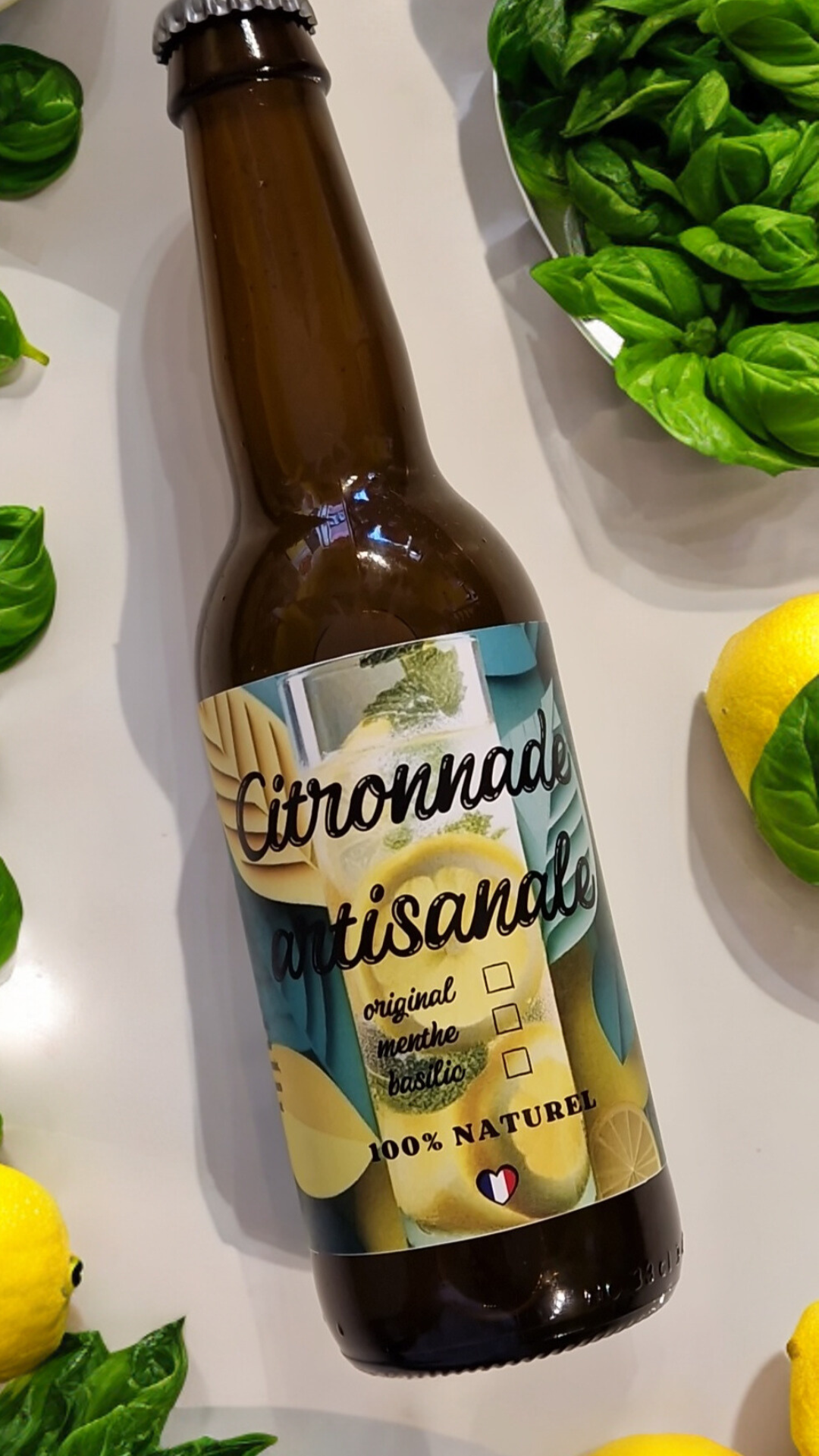 Citronnade artisanale basilic